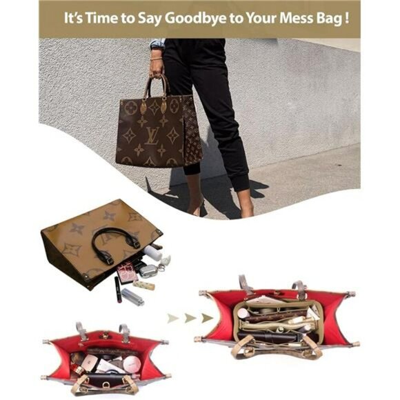 OMYSTYLE Felt Purse Organizer Insert Tote Bag Divider Fits Neverfull Speedy - Picture 2 of 7